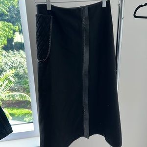 Ferragamo midi wool and leather skirt